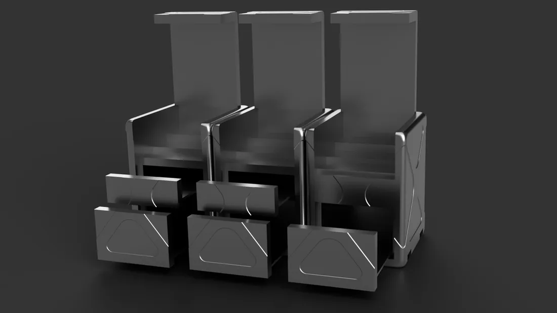 Frame from a CAD-accurate concept animation of a modular container system