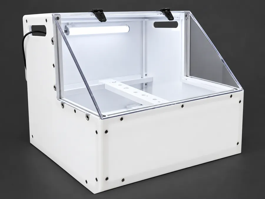 Custom illuminated enclosure with clear acrylic lid